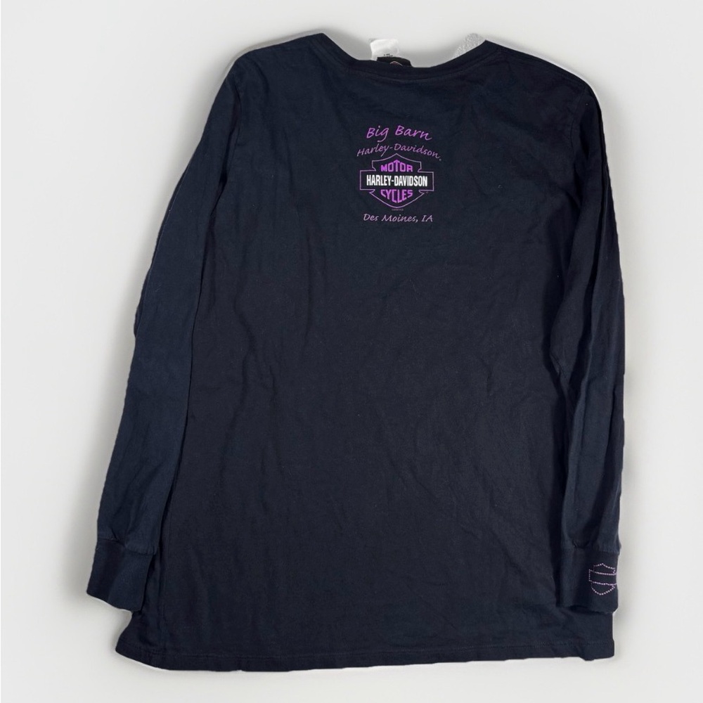 1X Harley Davidson Womens long sleeve BLK Rhinestones Big Barn De Moines IA Y2K - Picture 2 of 8